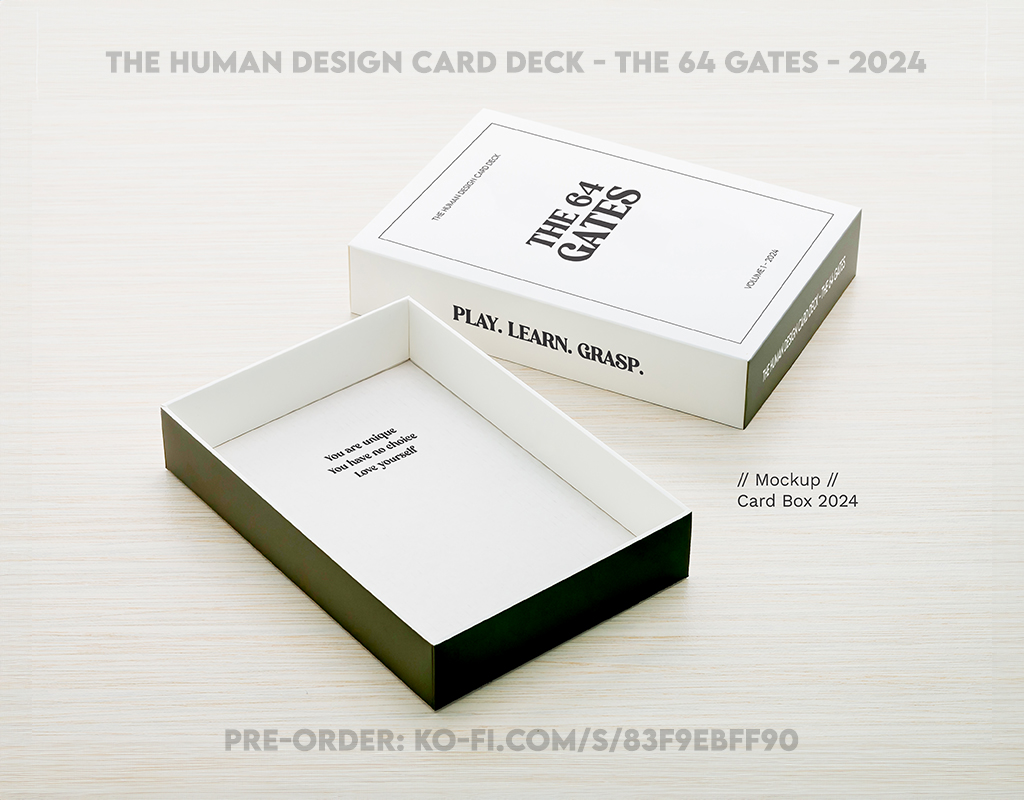 The Human Design Card Deck - The 64 Gates - Card Box Design - Mockup for Pre-Order Funding - Talis - Human Design Guide